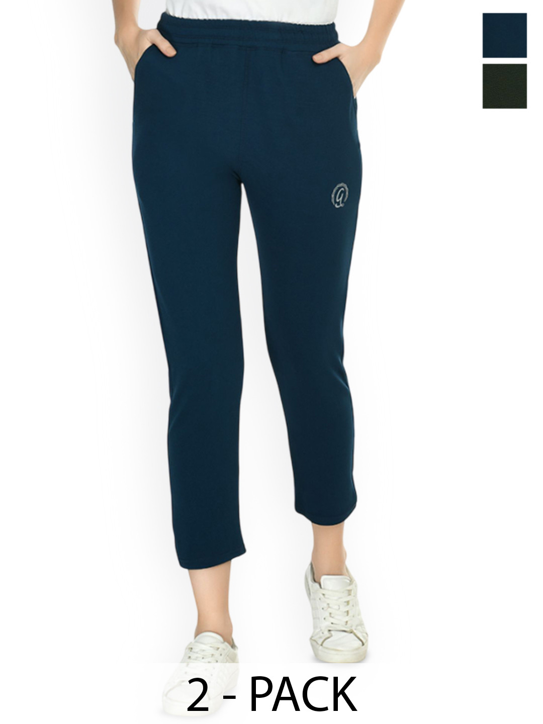 Brainbees Women Pack Of 2 Slim-Fit Mid-Rise Joggers