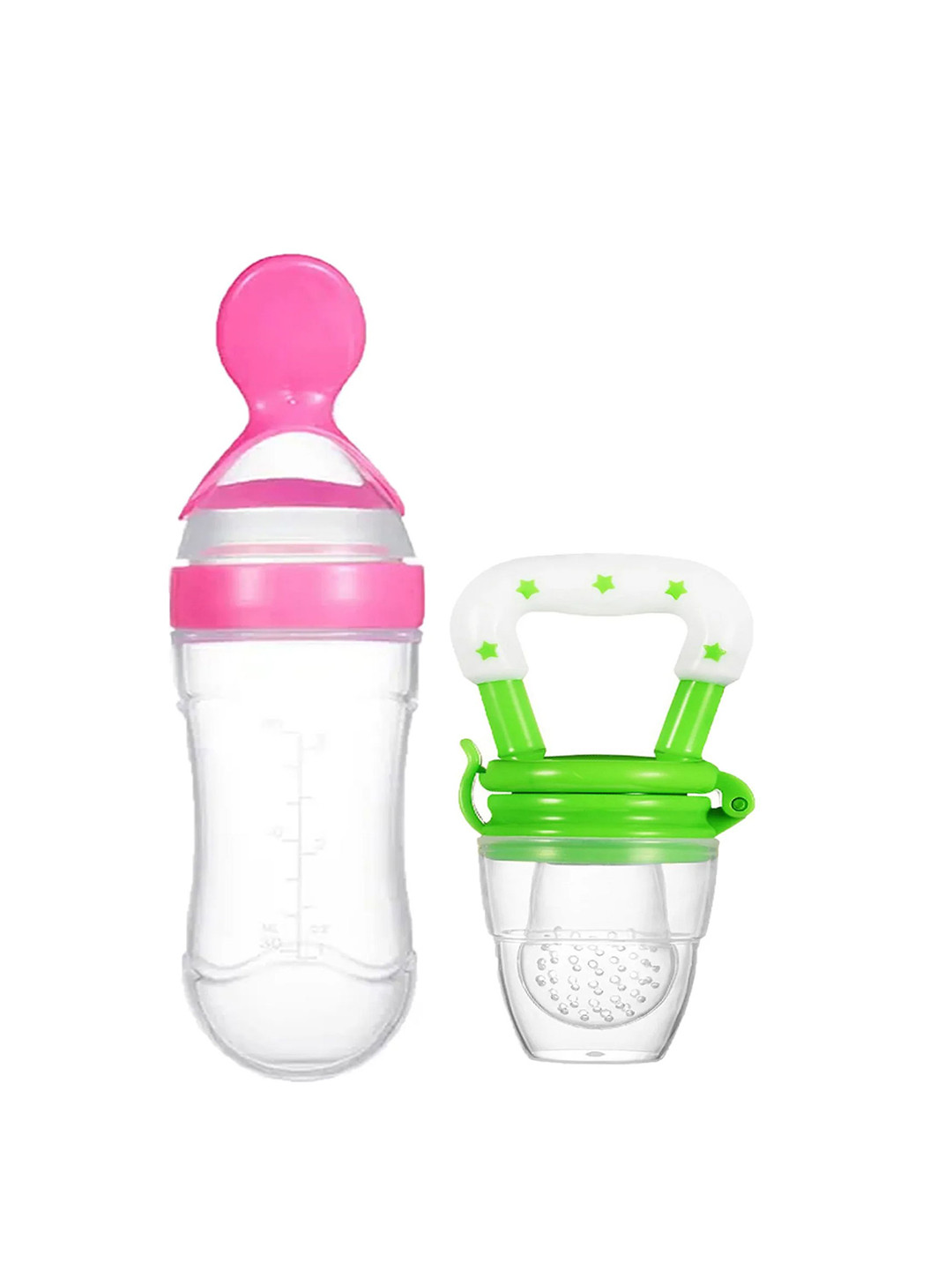 Kritiu Kids Set Of 2 Baby Spoon Feeder & Teether - Pink & Green