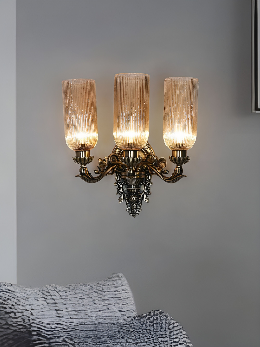 Fos Lighting Gold-Toned & Brown Aluminium Abstract Shaped Shaped Wall Lamp