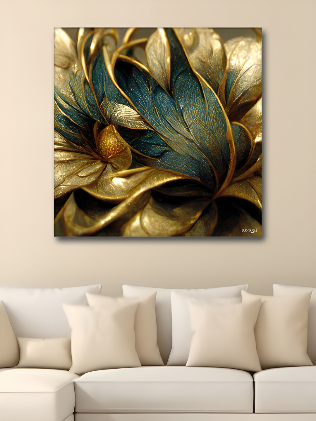 RANDOM Gold-Toned & Teal Floral And Botanical Canvas Wall Art