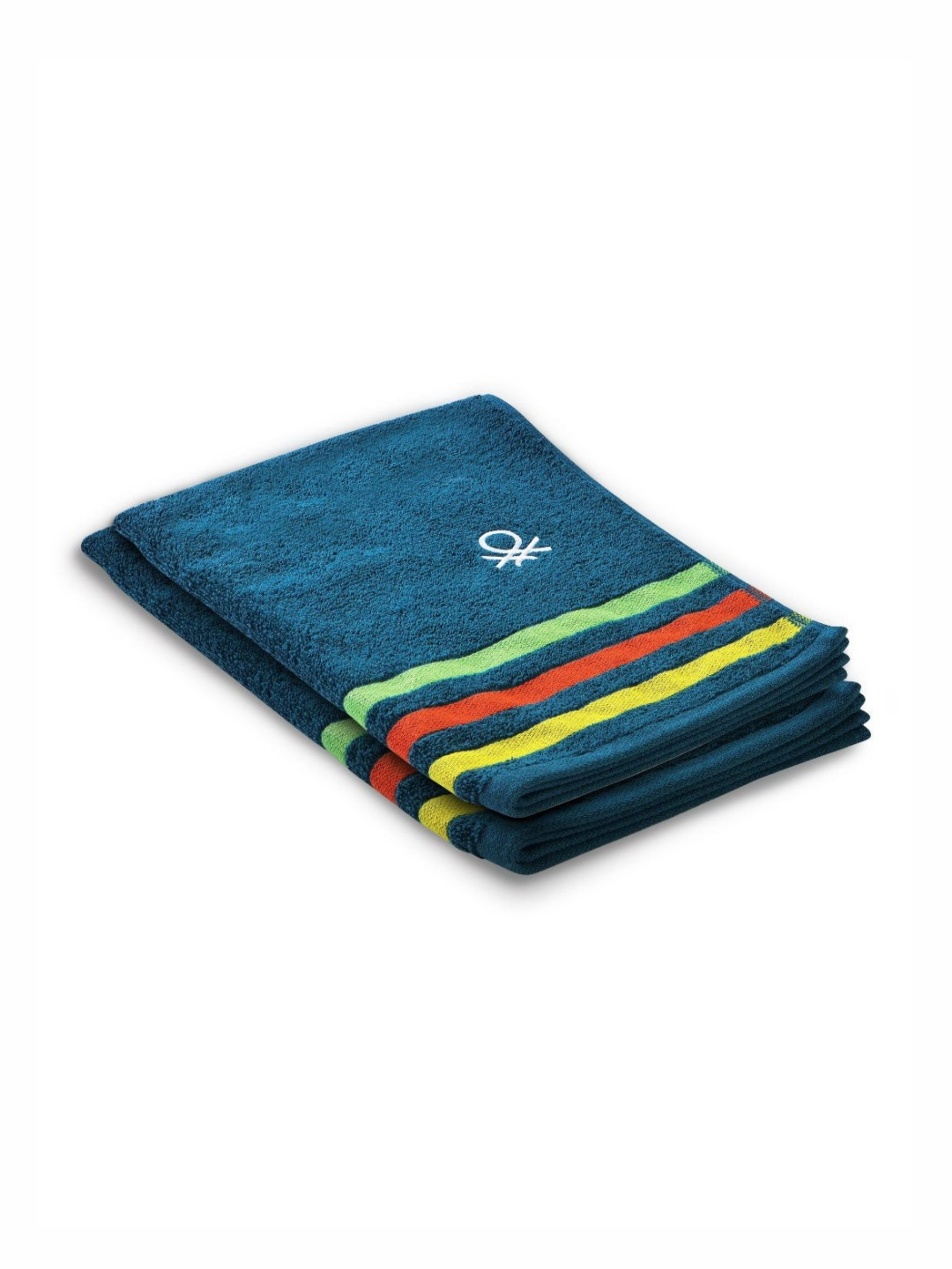 United Colors of Benetton 2-Pcs Blue Striped 450 GSM Cotton Hand Towel