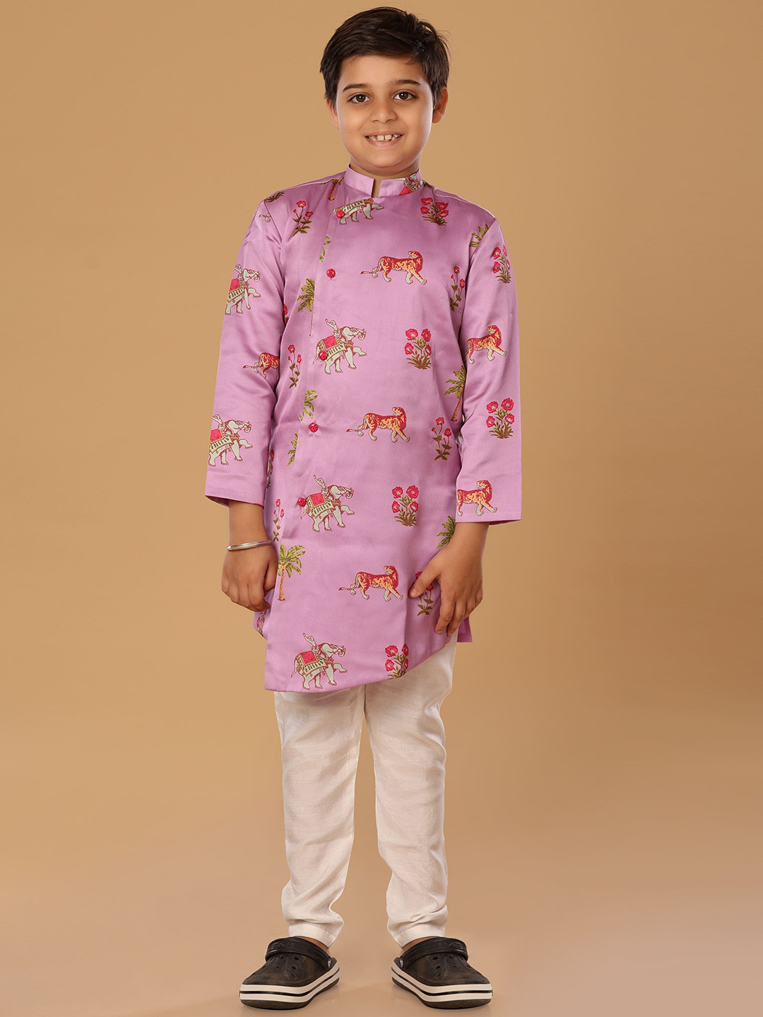 The Mini Trunk Purple Animal Print Kurta Set