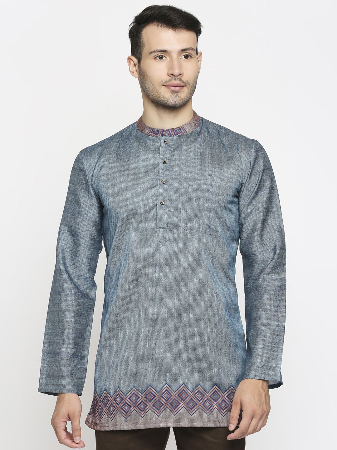 Arch element Self Design Mandarin Collar Straight Kurta
