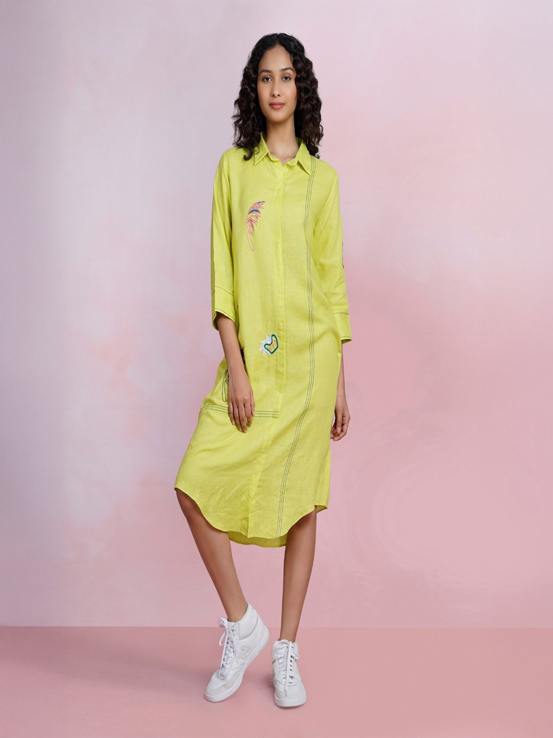 THE HOUSE OF HEMP Zen Sage Women Linen Shirt Dress