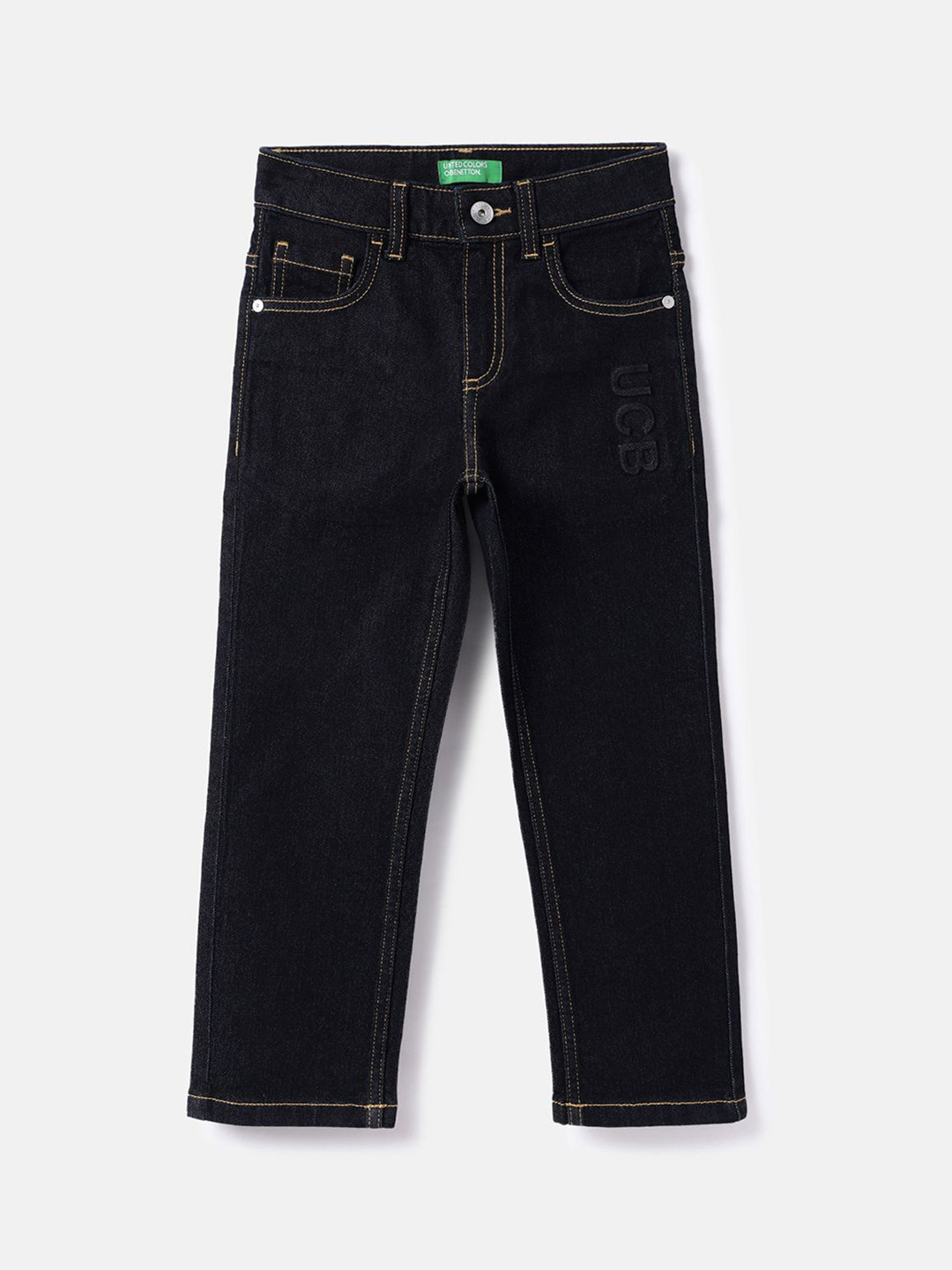 United Colors of Benetton Boys Solid Straight Fit Mid-Rise Jeans