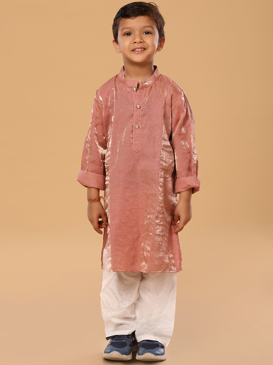 The Mini Trunk Nude Single Silver Butti Kurta Set