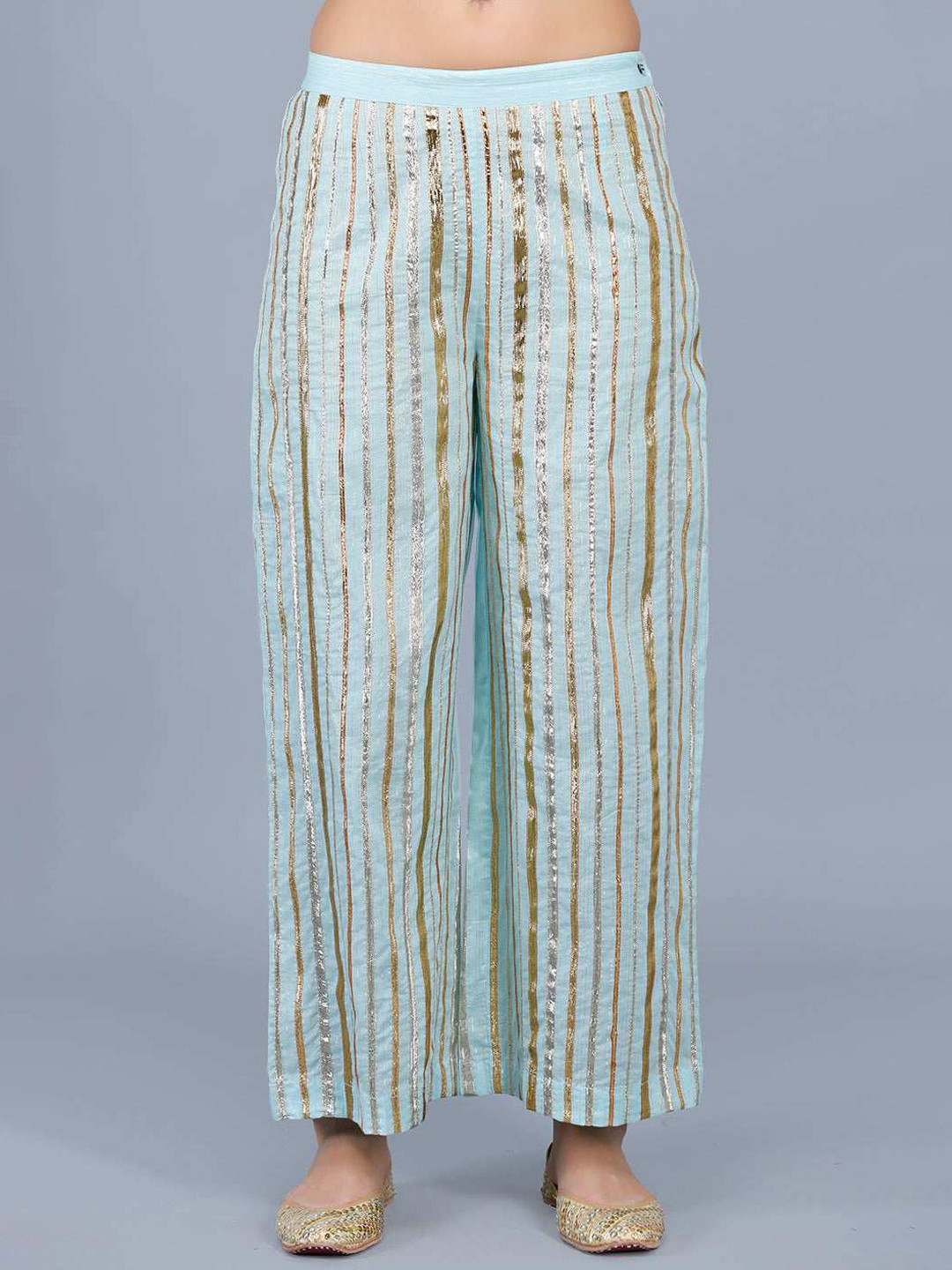 Gulabo by Abu Sandeep Women Memoni Striped Relaxed Gota Patti Trousers