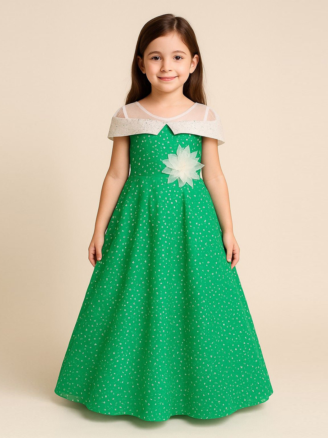 BAESD Girls Abstract Printed Micro Pattern Gown Dress