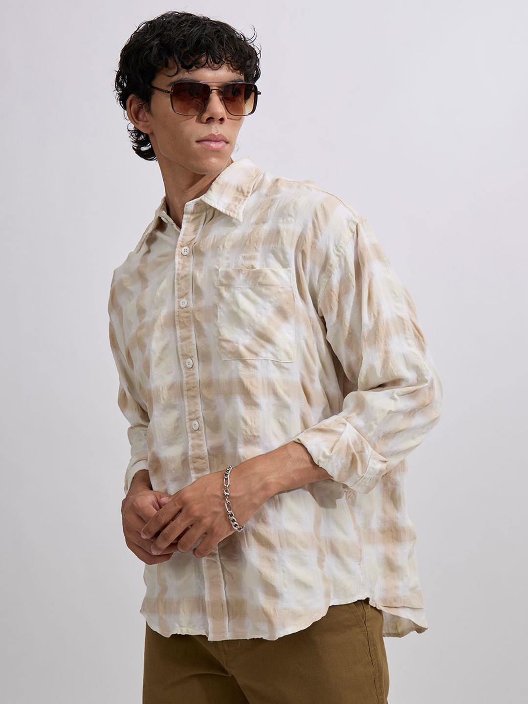 Espanshe Pulse Tee Gingham Checked Long Sleeves Shirt