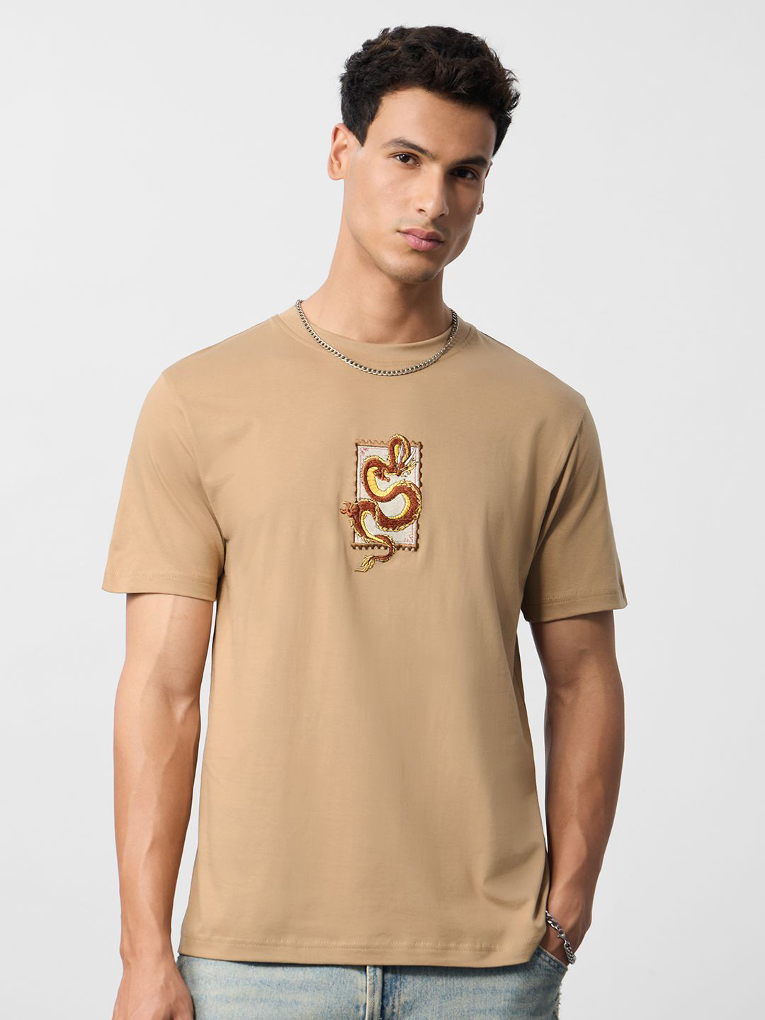 The Souled Store Men Animal Printed Cotton Relaxed Fit T-shirt