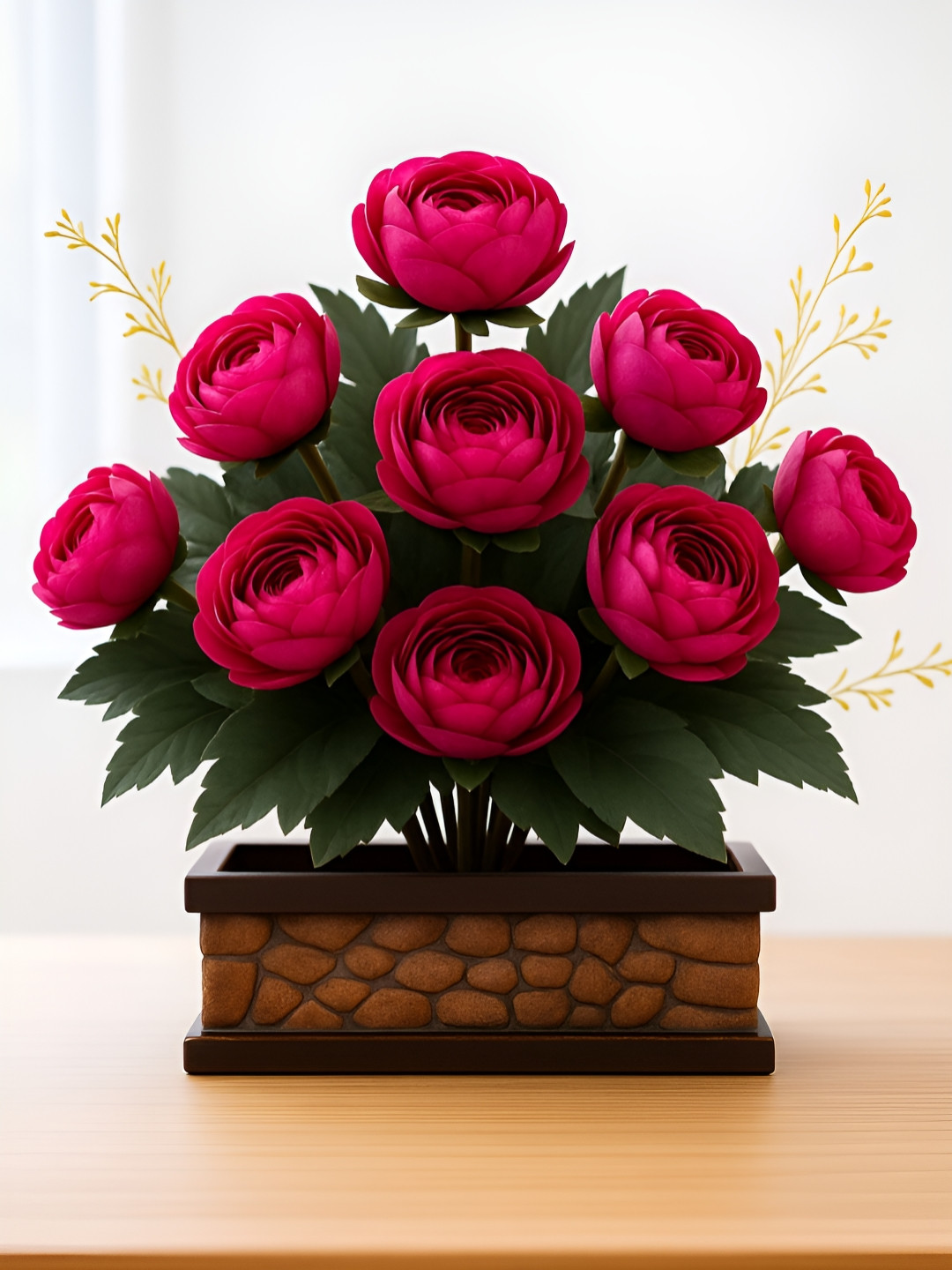 ARTSY Purple & Green Peony Artificial Flower With Pot