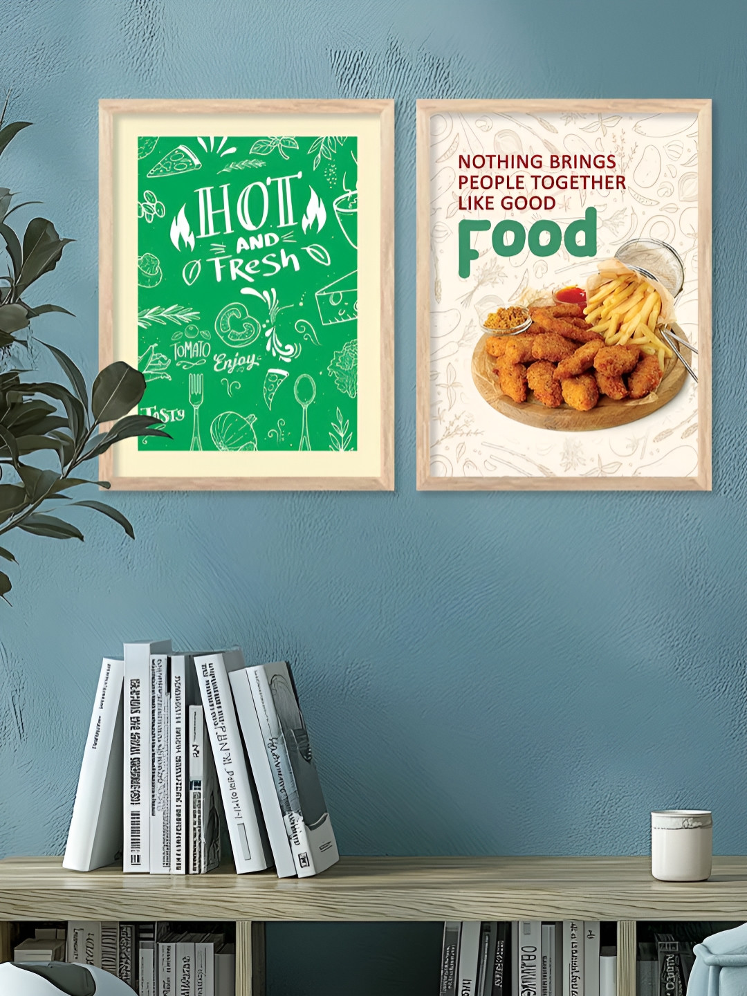 Kotart Brown & Green 2 Pieces Wooden Restaurant Wall Arts