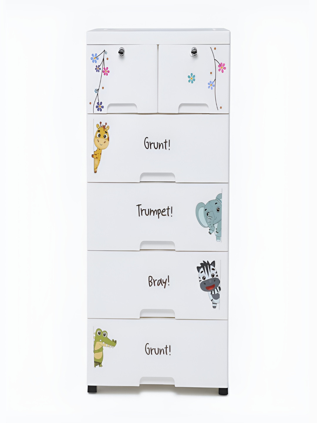 The Tickle Toe Kids White  Printed 6-Drawers