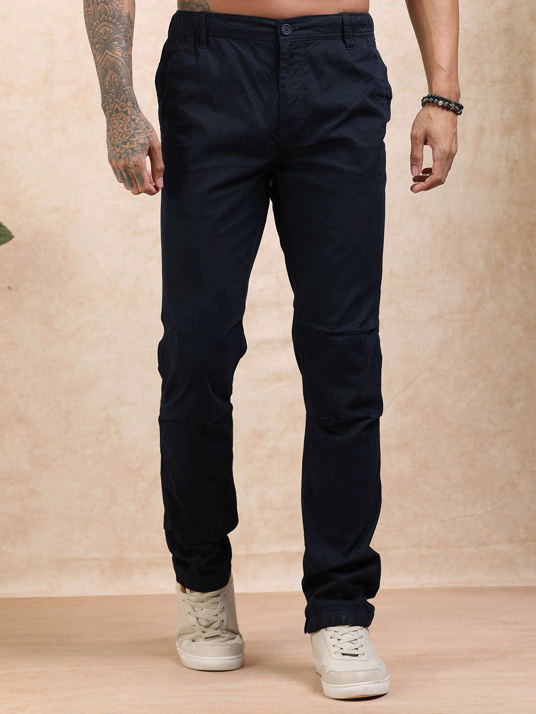 RIGS AND RAGS Men Relaxed Straight Leg Easy Wash Joggers Trousers