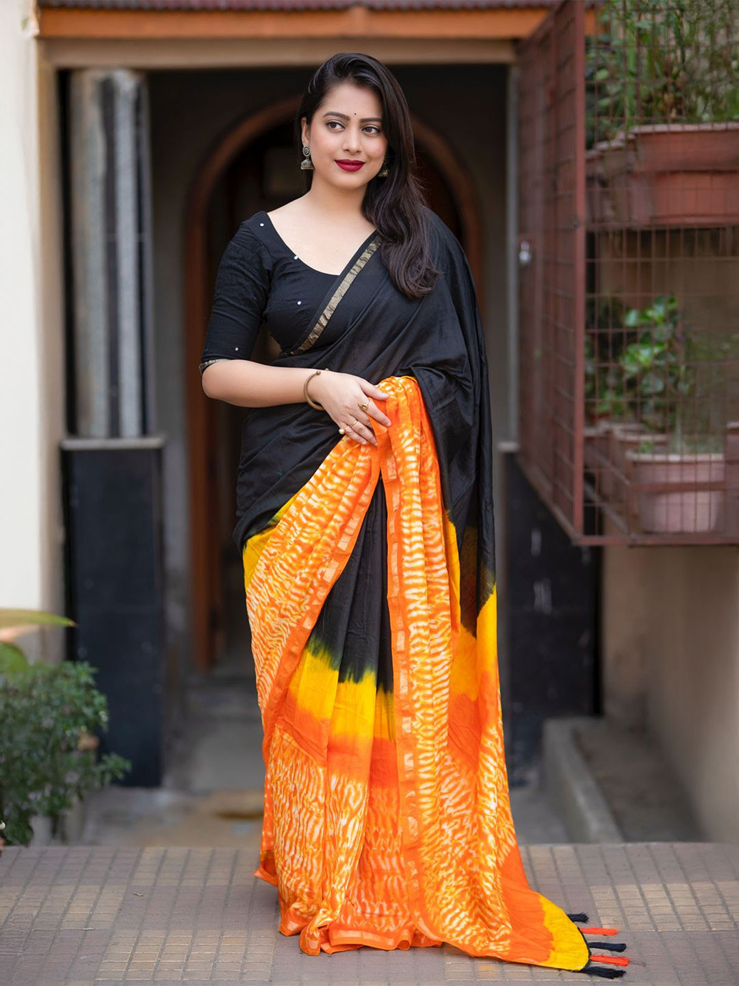 Pandadi Saree Tie and Dye Zari Designer Chanderi Sarees