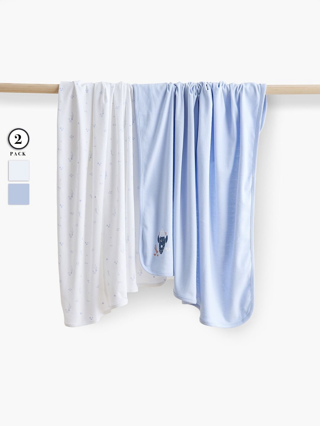 Juniors by Babyshop White & Blue Set of 2 Blanket