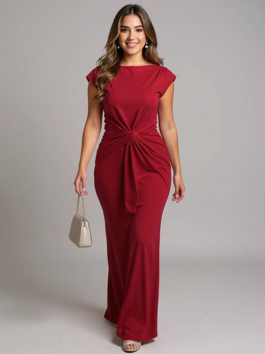 Outzidr Women Boat Neck Maxi Dress