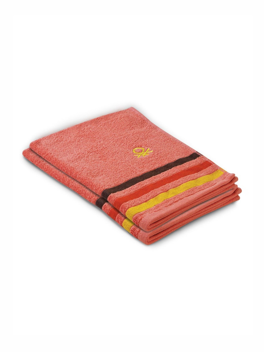 United Colors of Benetton 2-Pcs Pink Striped 450 GSM Cotton Hand Towel