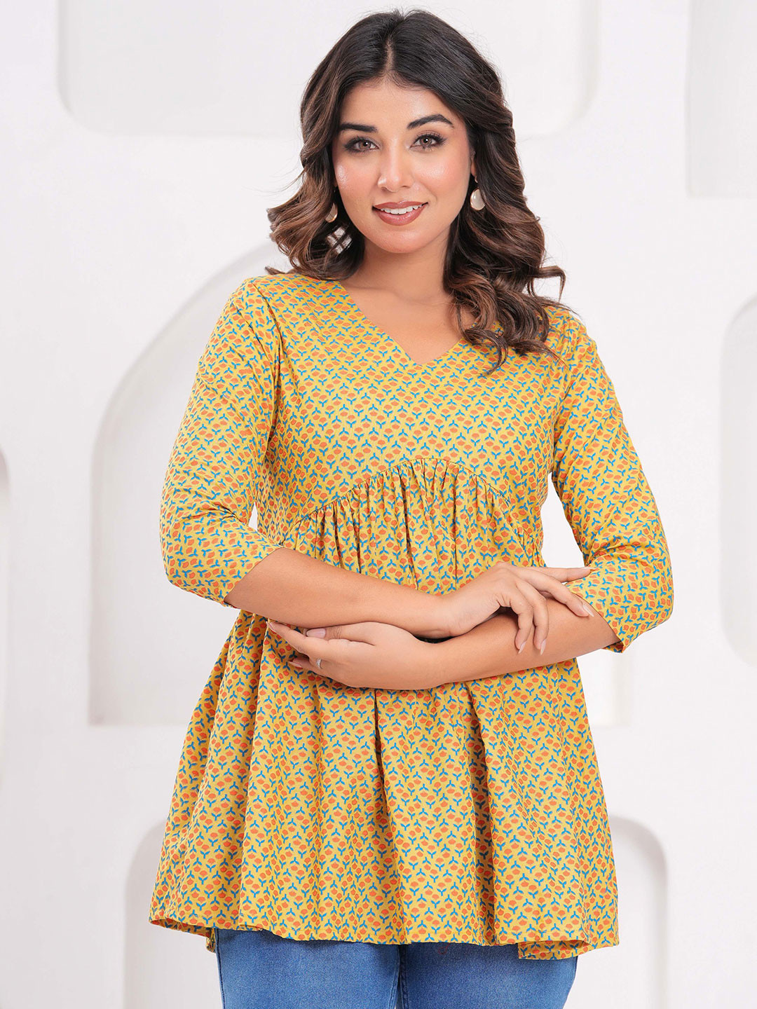 Bunkari Printed Pure Cotton A-Line Kurti