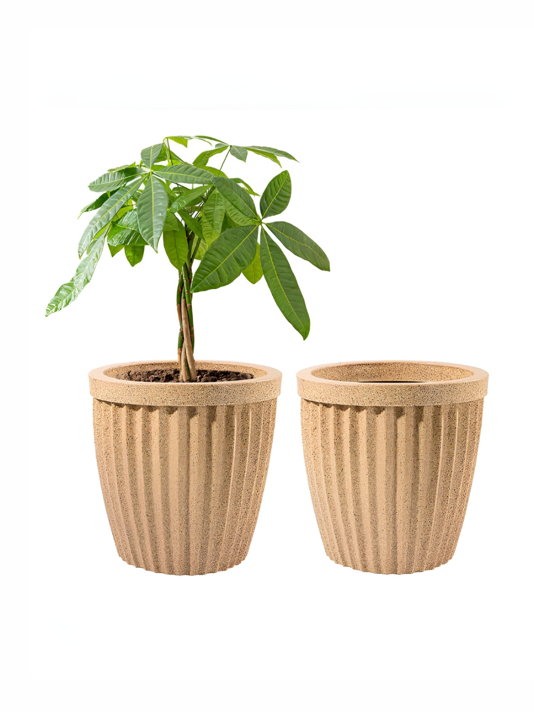 RUBOXA 2Pcs Brown  Textured UV Protected Big Size Flower Pot