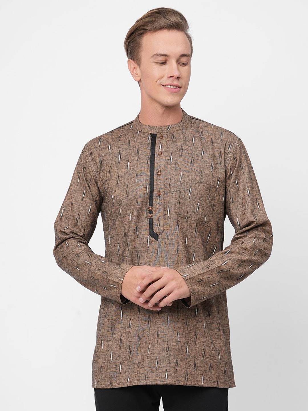 Arch element Abstract Printed Mandarin Collar Pure Cotton Short Kurta