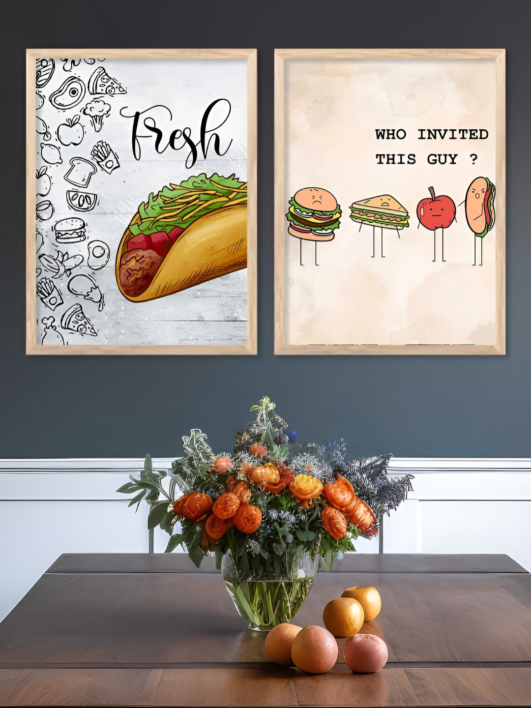 Kotart Beige & Brown 2 Pieces Restaurant Wooden Wall Arts