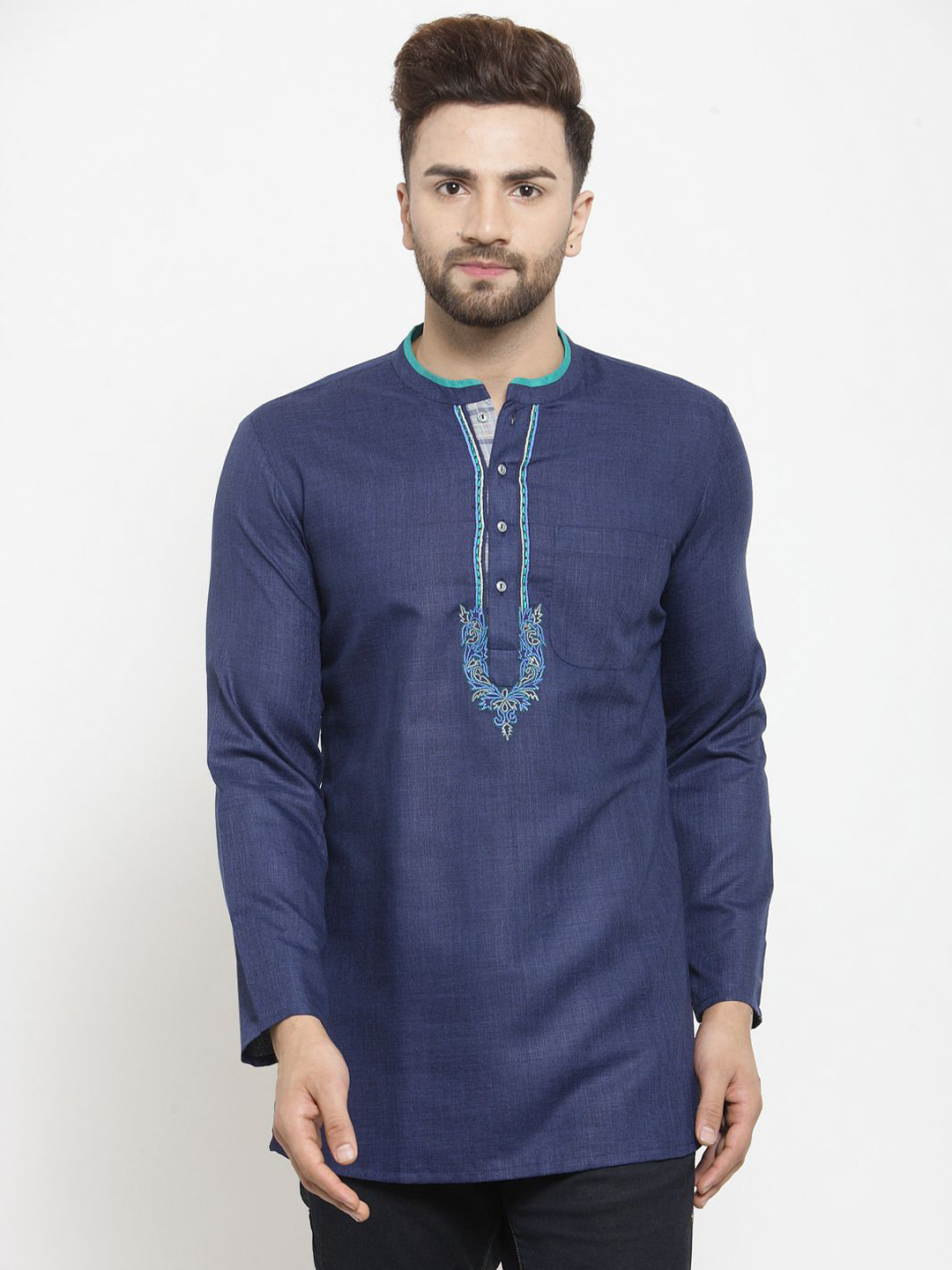 Arch element Men Floral Printed Festive Cotton Straight Kurta