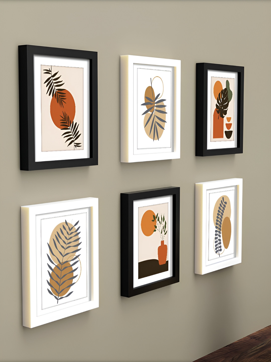 RANDOM White & Red 6 Pieces Decorative Abstract Wall Photo Frames