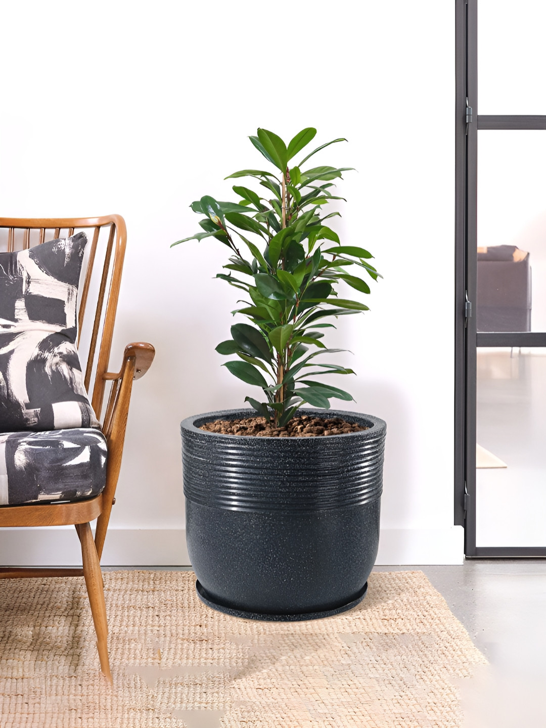 RUBOXA Black 20-Inch Roto Mould German Polymer Extra Large Big Size Planter