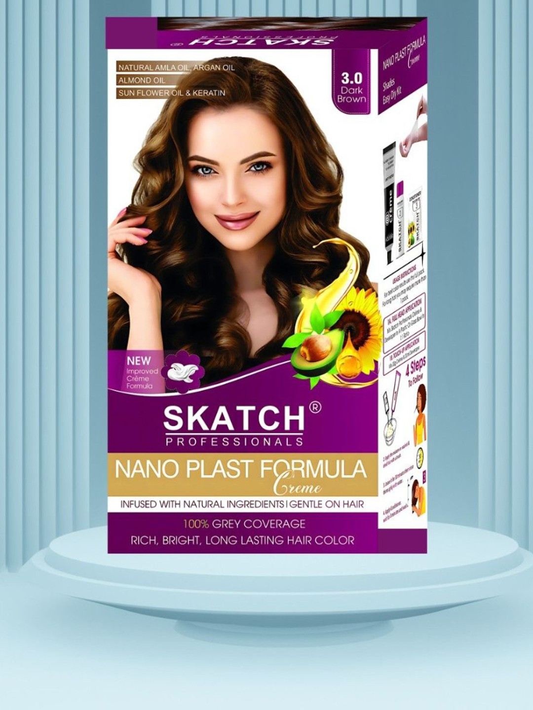 SKATCH PROFESSIONALS Nano Plast Formula Hair Color- 100 g - Dark Brown