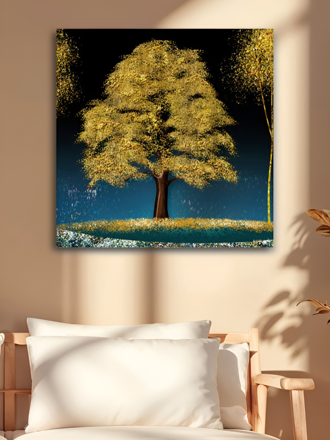 RANDOM Gold-Toned & Navy Blue Floral And Botanical Canvas Wall Art