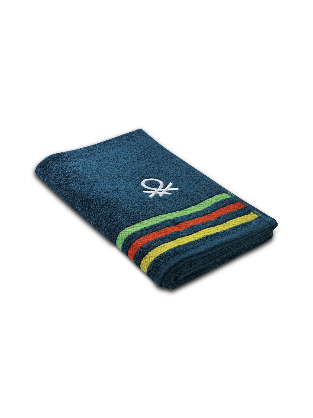 United Colors of Benetton Blue & Yellow 1 Striped Cotton 450 GSM Bath Towel