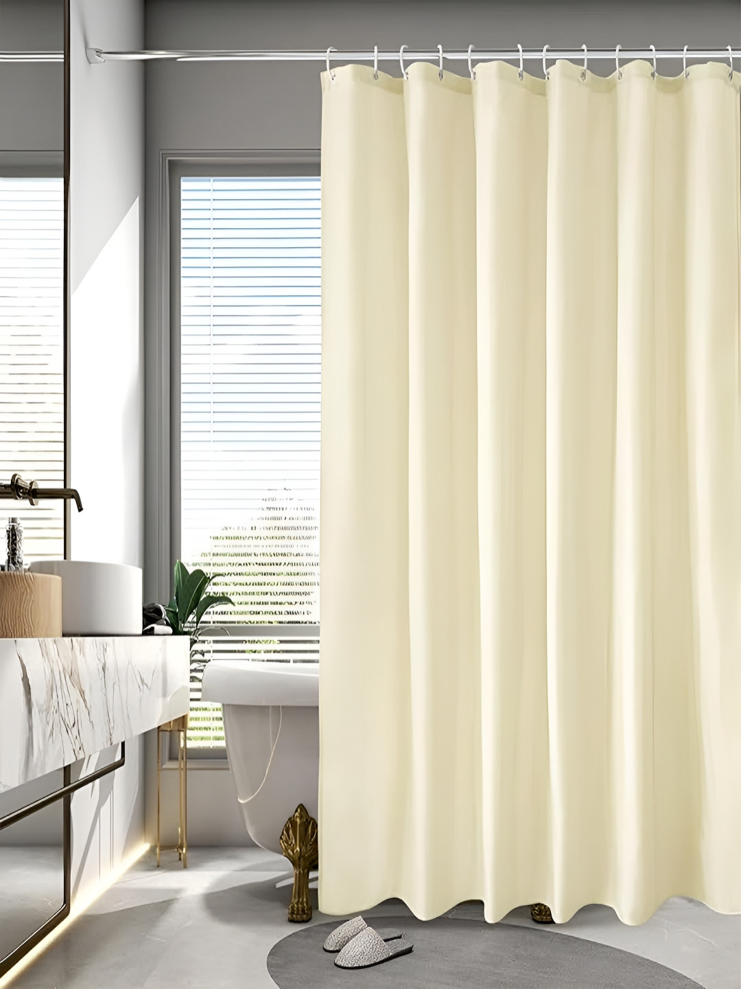 homewards Cream-Coloured Antibacterial Waterproof ShowerCurtains