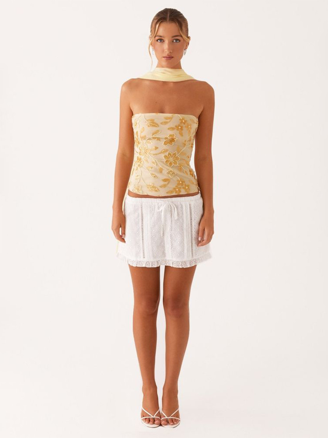 LULU & SKY Women Floral Sequin Detail Top With Scarf