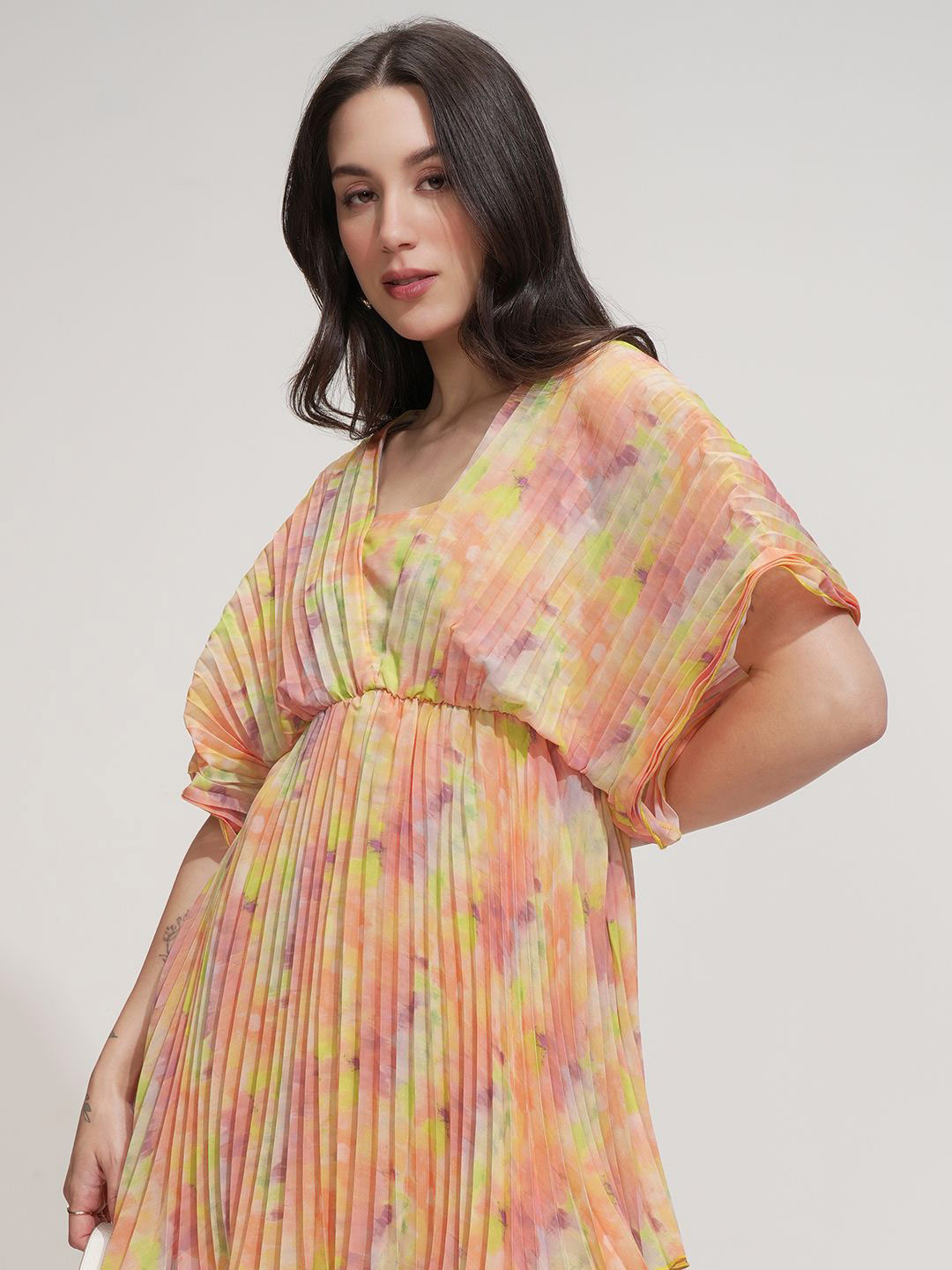ESPYR By Tokyo Talkies Women Print Kimono Sleeve Fit & Flare Dress