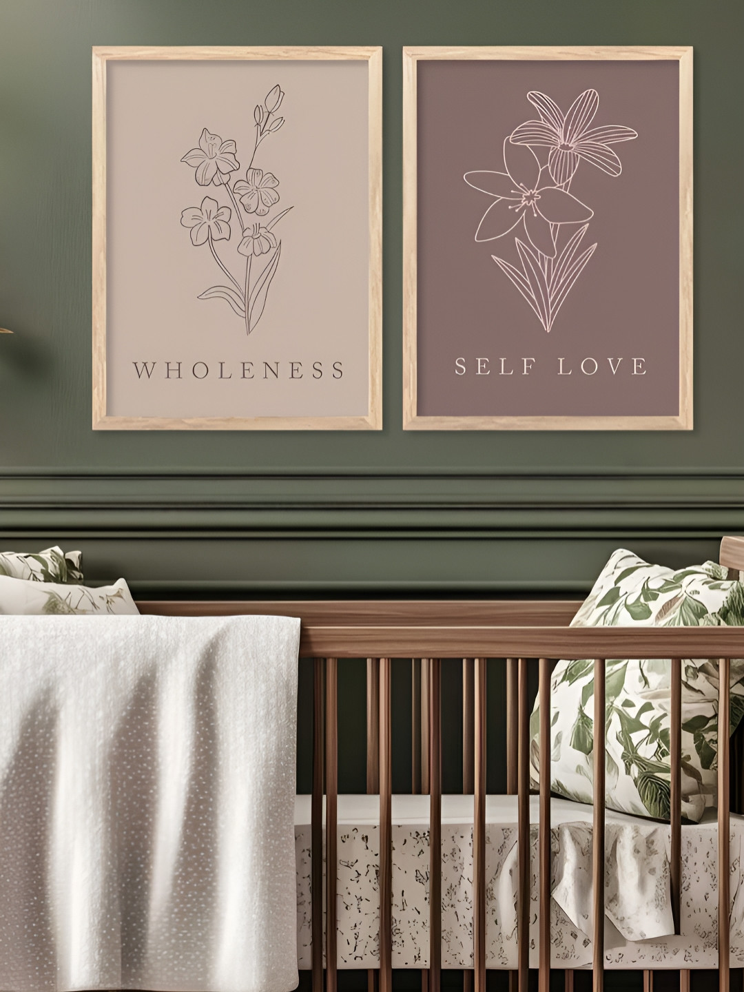 Kotart Purple 2 Piece Wood Floral and Botanical Wall Paintings