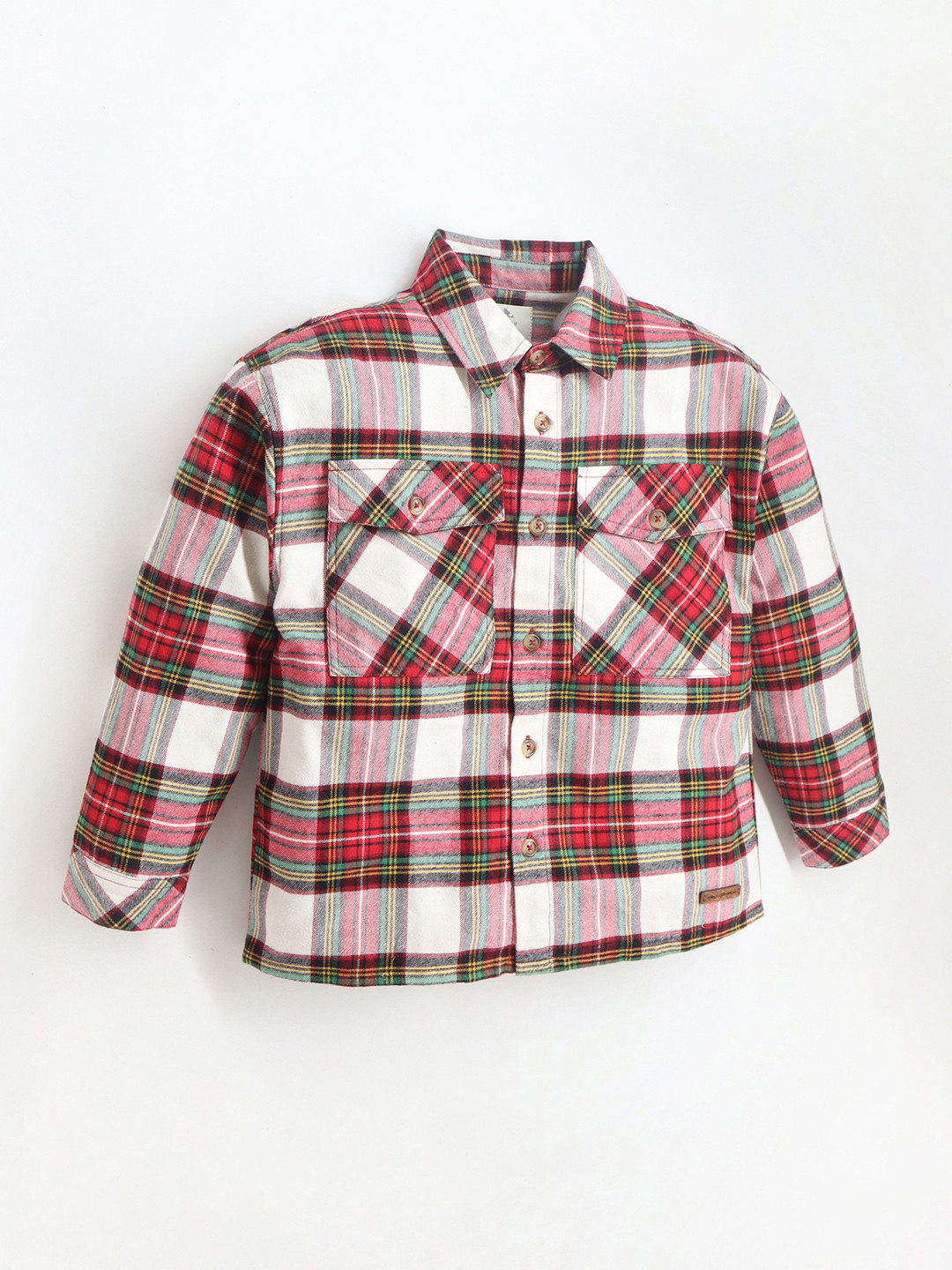 Cherry Crumble Unisex Tartan Checked Spread Collar Cotton Casual Shirt