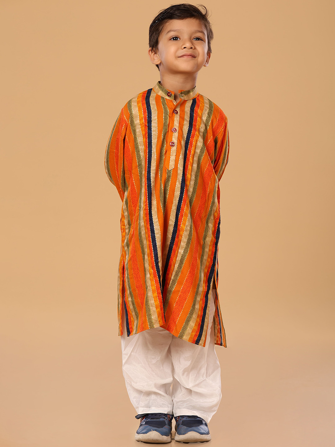 The Mini Trunk Multi-Colourful Straigth Line Foil Kurta Set
