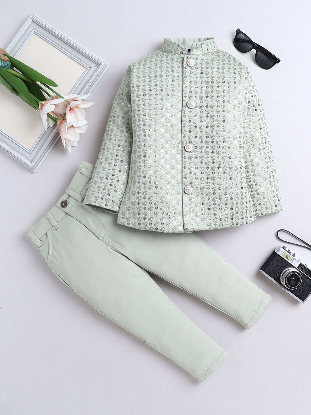 FOURFOLDS Boys Embellished Two-Piece Suit