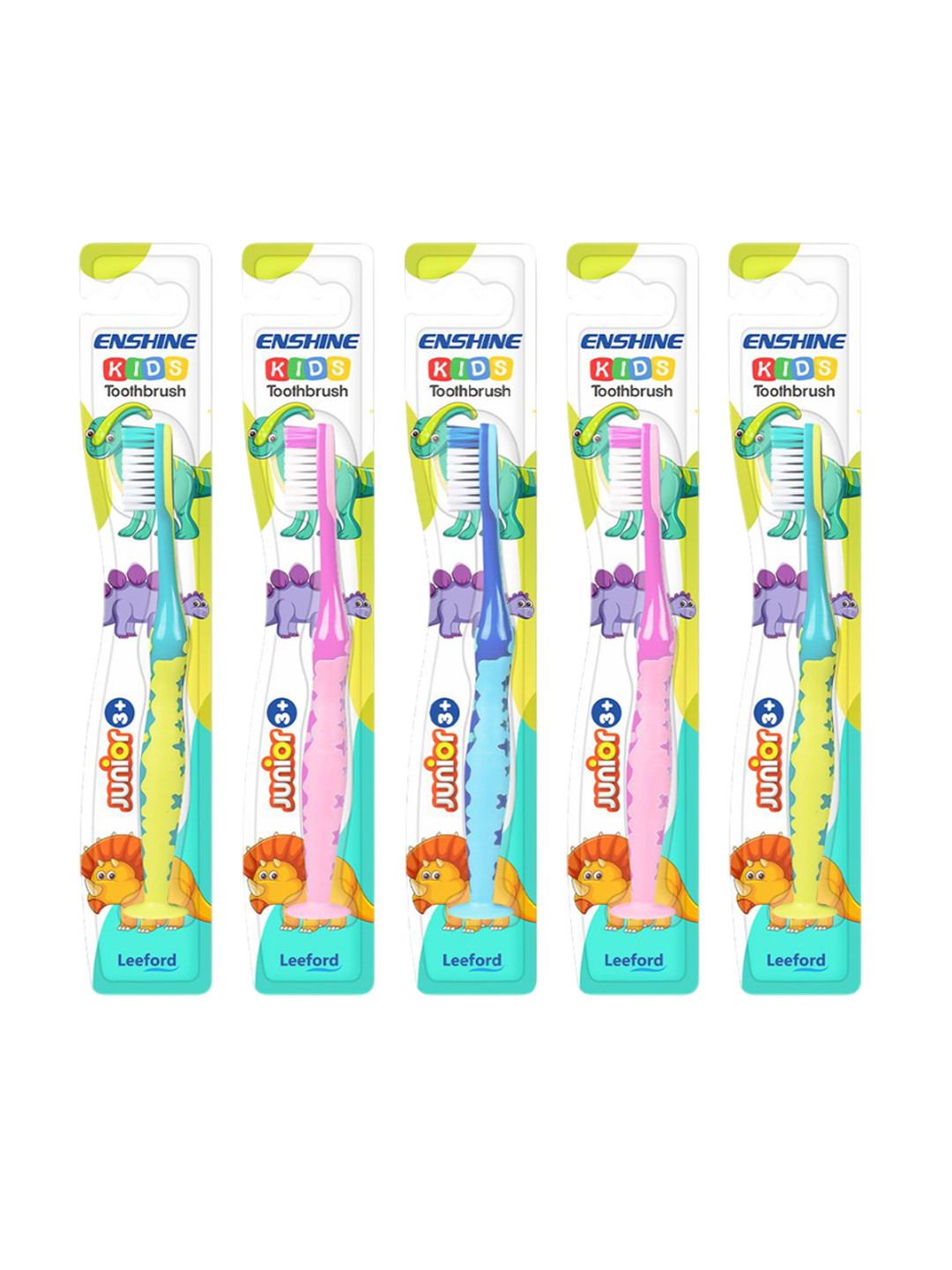 ENSHINE Kids Set Of 5 Gentle Oral Care Extra Soft Easy Grip Toothbrush