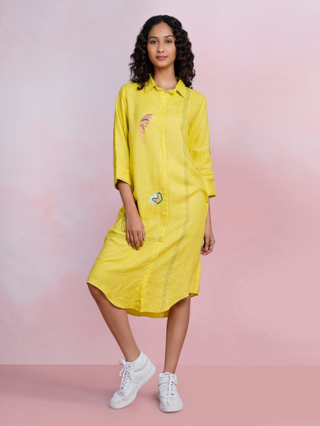 THE HOUSE OF HEMP Women Mellow Embroidered Shirt Dress