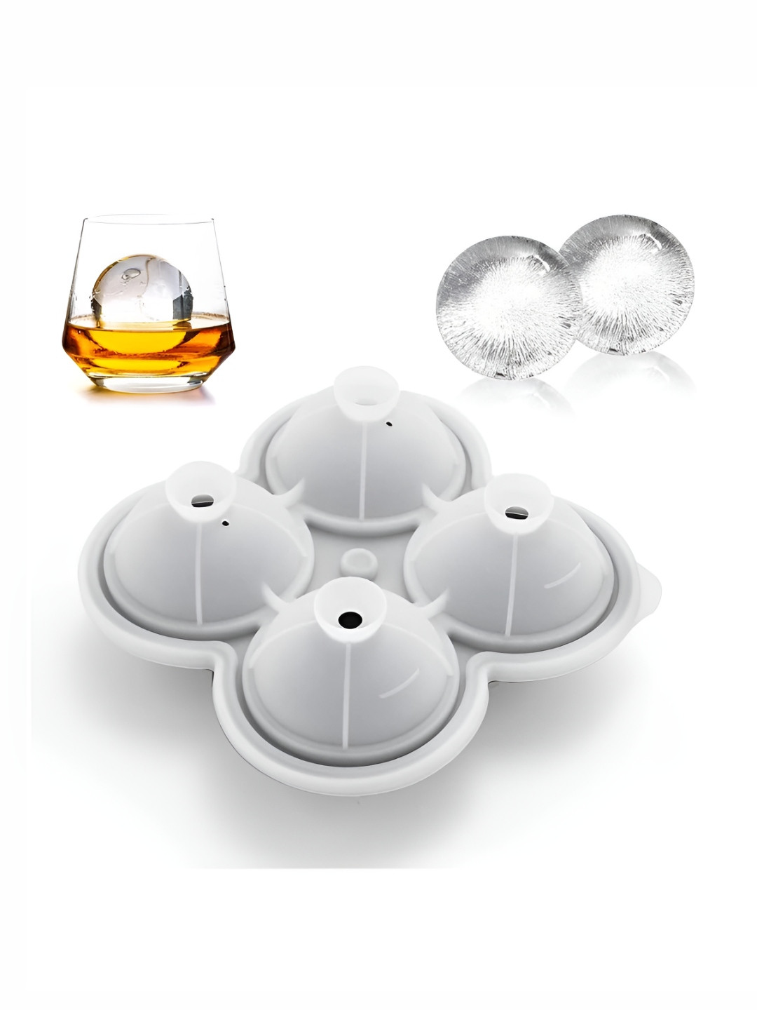 NATURALLY YOURS Grey Silicone Ball Shaped Ice Mould