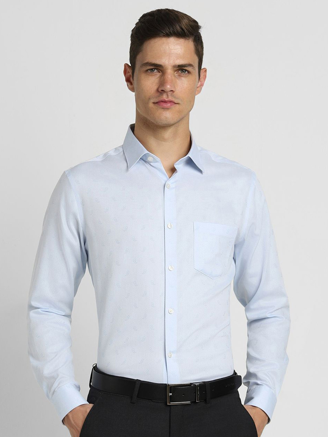 Peter England Elite Conversational Printed Spread Collar Slim Fit Formal Shirt