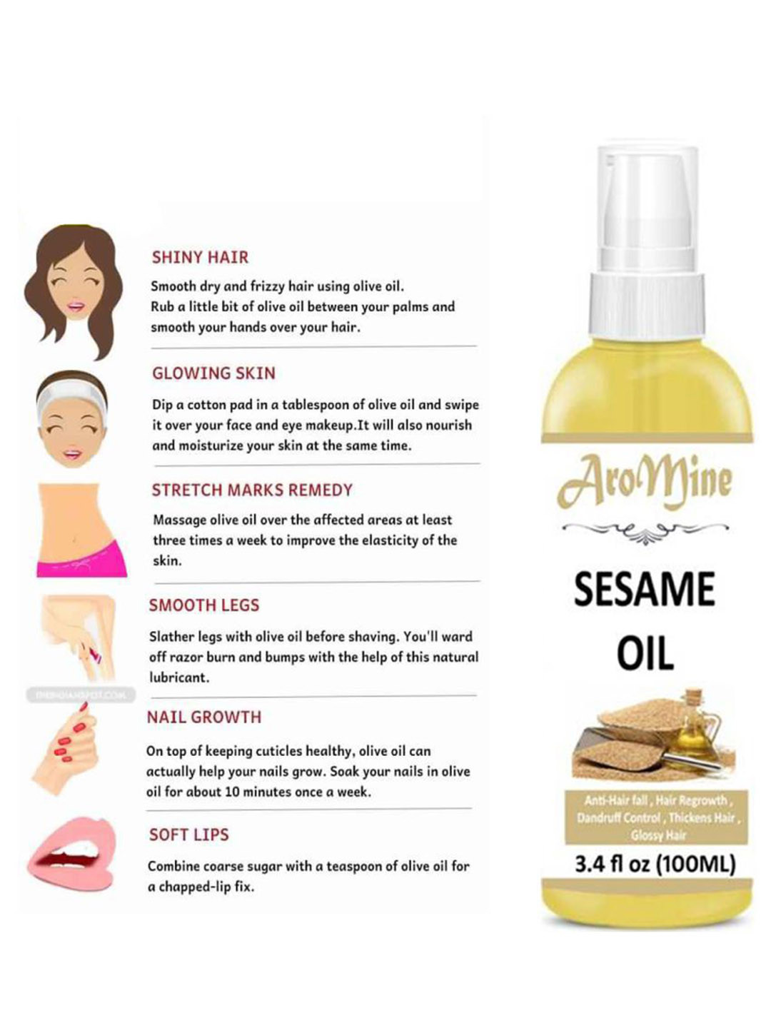 AroMine Sesame Oil For Control Fizzy Hair & Skin - 100 ml