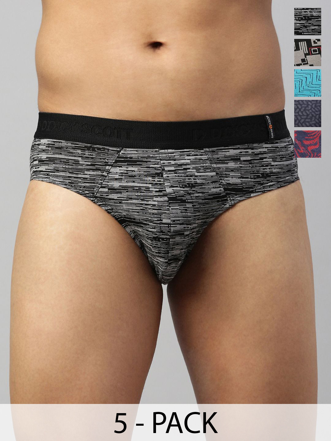 DIXCY SCOTT MAXIMUS Pack Of 5 Assorted Mid-Rise Basic Briefs MAXB05 ZEST-BRF-1/5