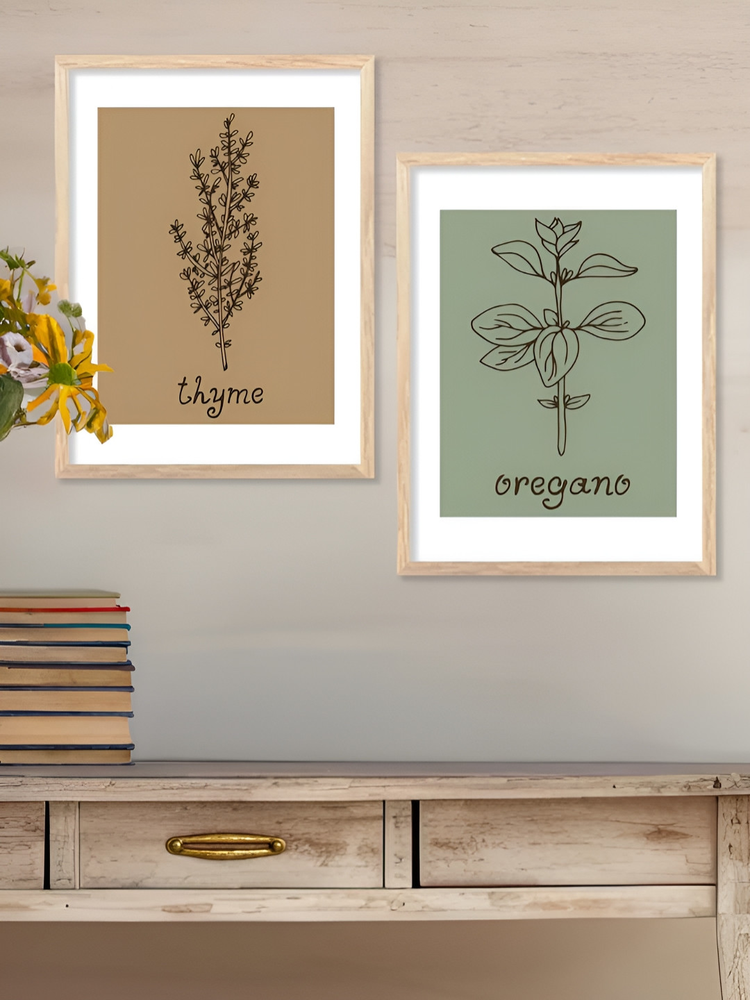 Kotart Brown & Beige 2 Pieces Restaurant Wooden Wall Arts
