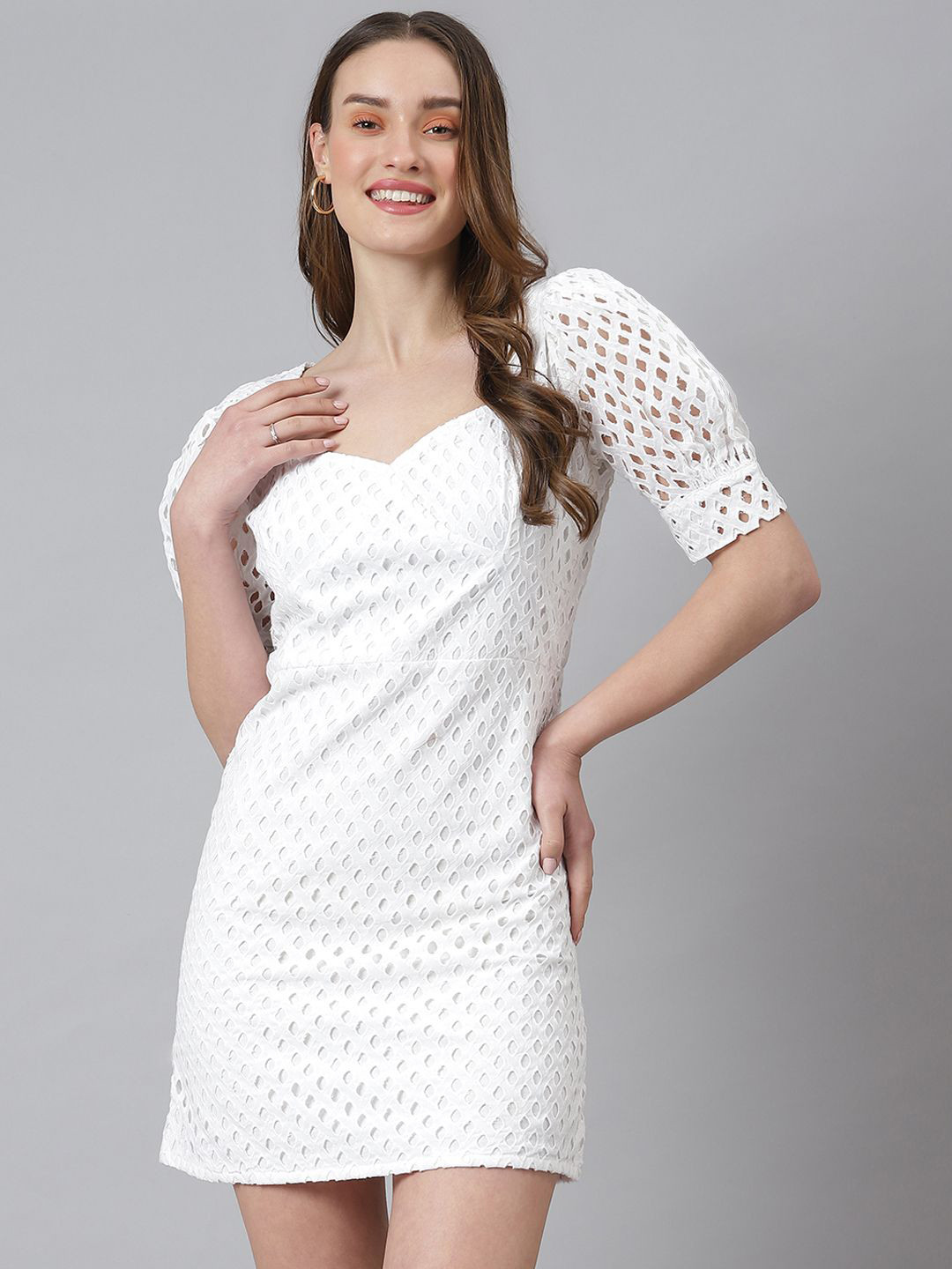 MINOS Women Schiffli Sheath Mini Dress