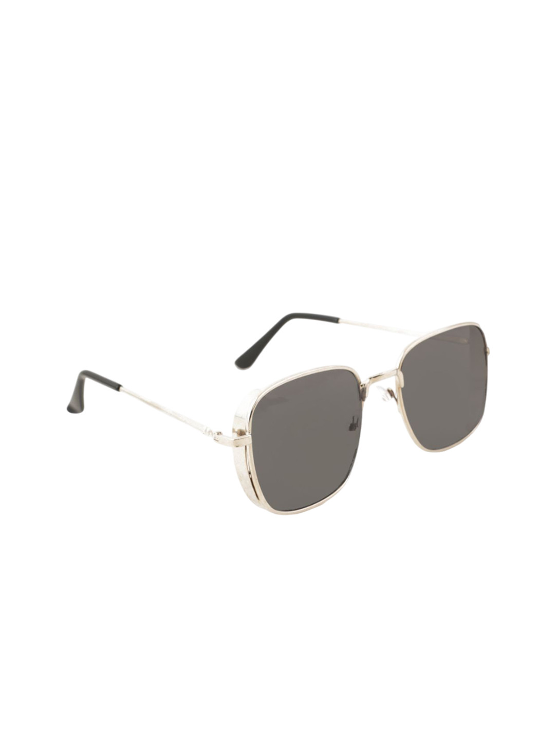BAYBERRY Unisex Black Lens & Silver-Toned Square Sunglasses with