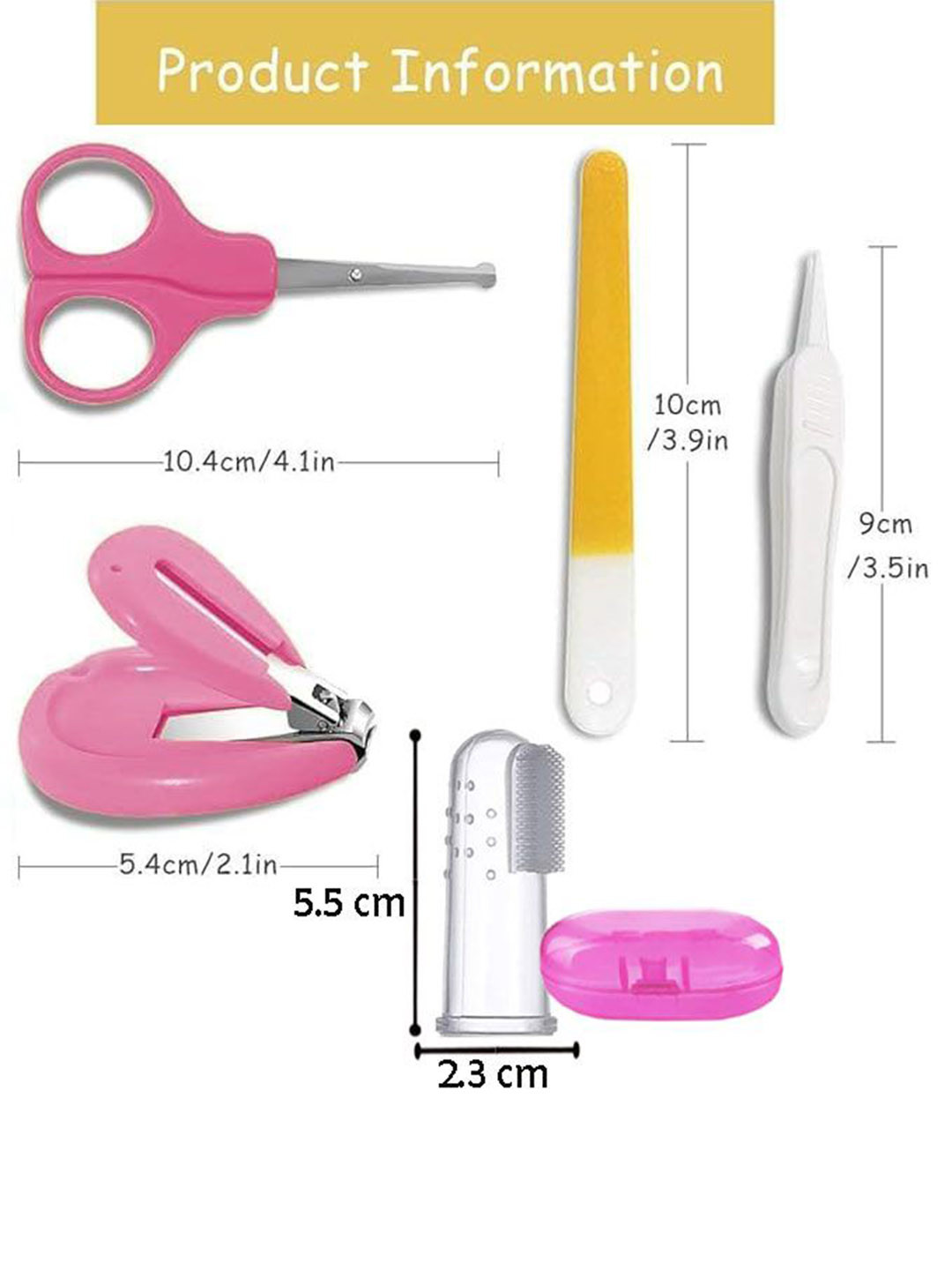 Joy Buzz Kids Set Of 2 Baby 4 In 1Nail Kit With Finger Brush - Pink