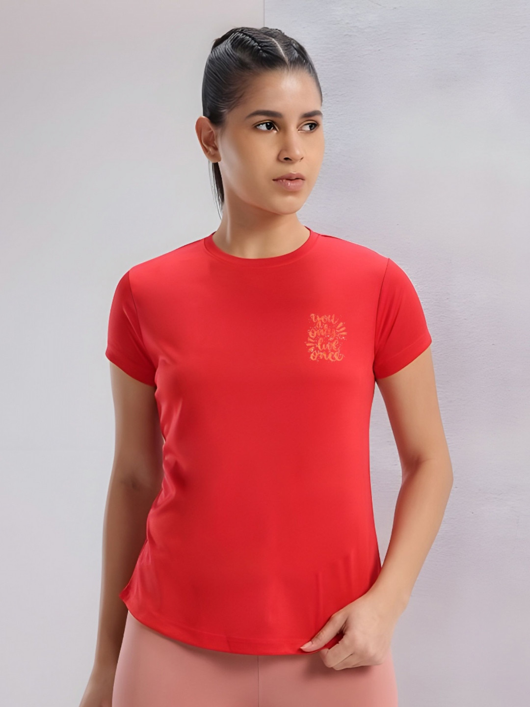 Red Round Neck Typography Casual Regular Fit T-shirt